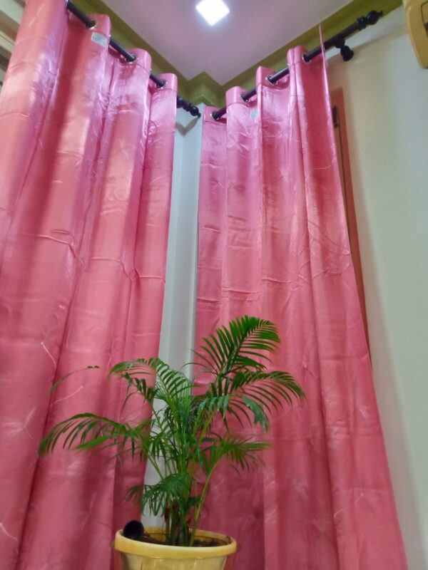 VT 7 Feet Curtain - Pink Embroidered Drapes Set - ( 84 Inches) - Image 3